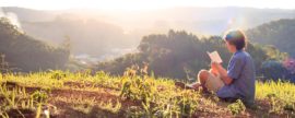 summer learning, reading on a ridgetop